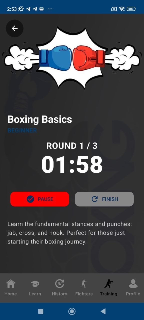 Training programs screen