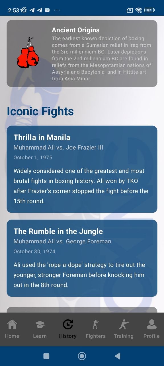 Training timer screen